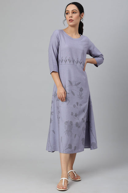 W for Woman Blue Floral kurta With Kantha Details