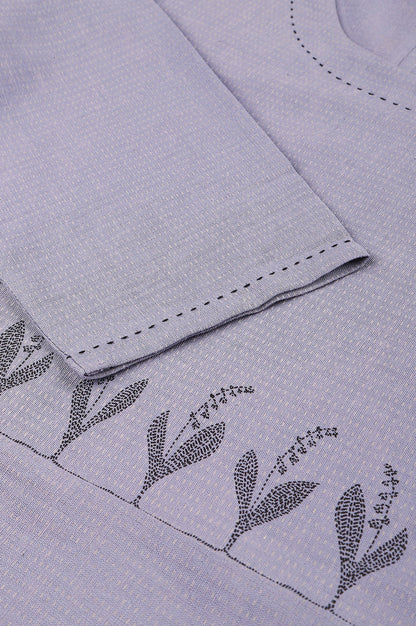 W for Woman Blue Floral kurta With Kantha Details