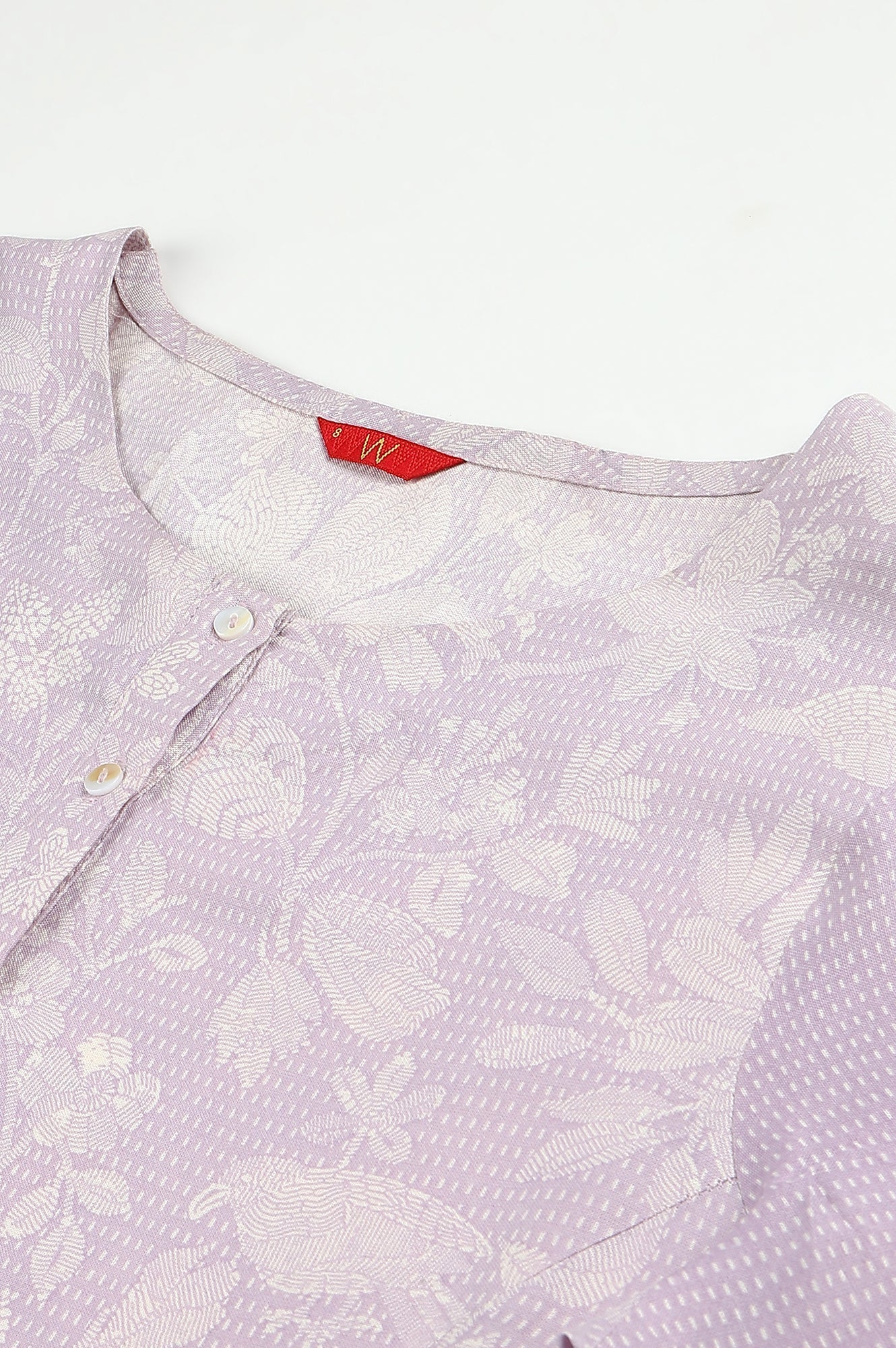W for Woman Purple Floral Printed Half Placket kurta