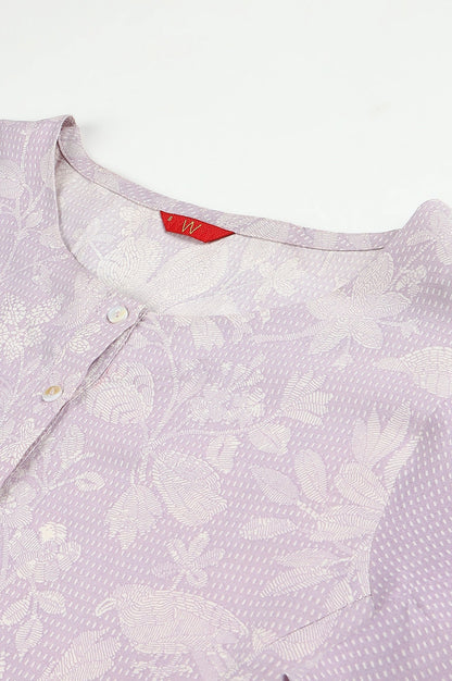 W for Woman Purple Floral Printed Half Placket kurta