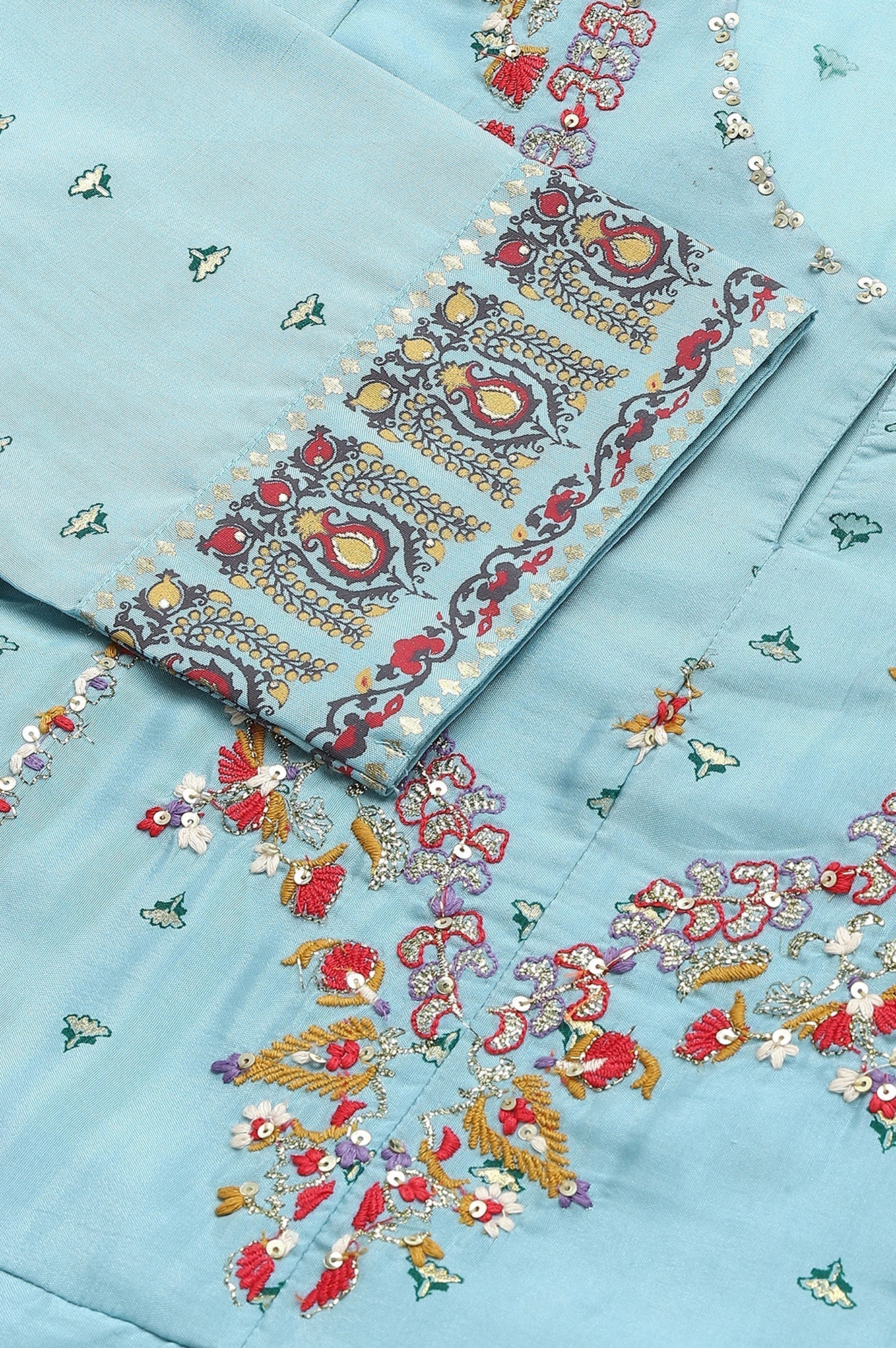 W for Woman Light Blue Attached Dress With Embroidery