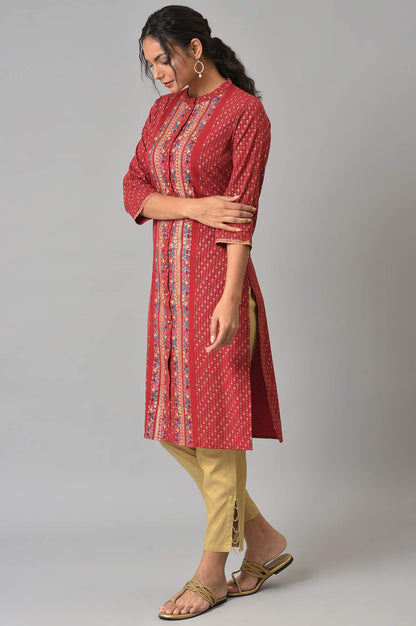 W for Woman Red Placement Print Festive kurta
