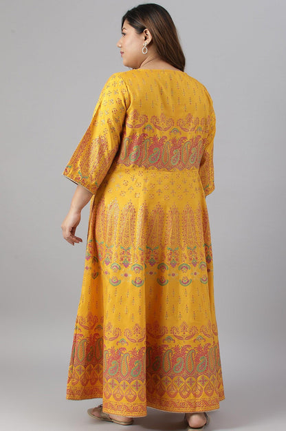 W for Woman Plus Size Murtard Indie Dress With Embellished Neckline