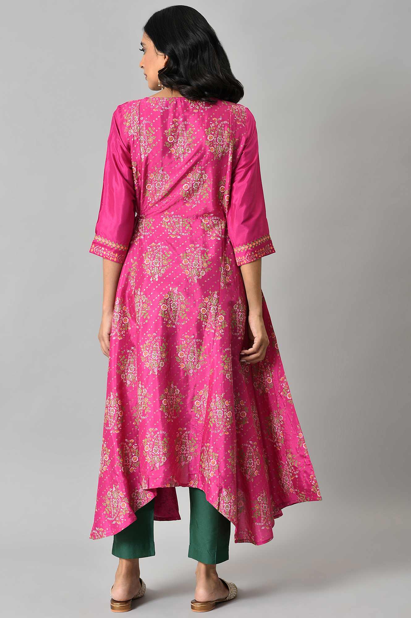W for Woman Pink Flared Paisley Print kurta