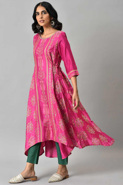 W for Woman Pink Flared Paisley Print kurta