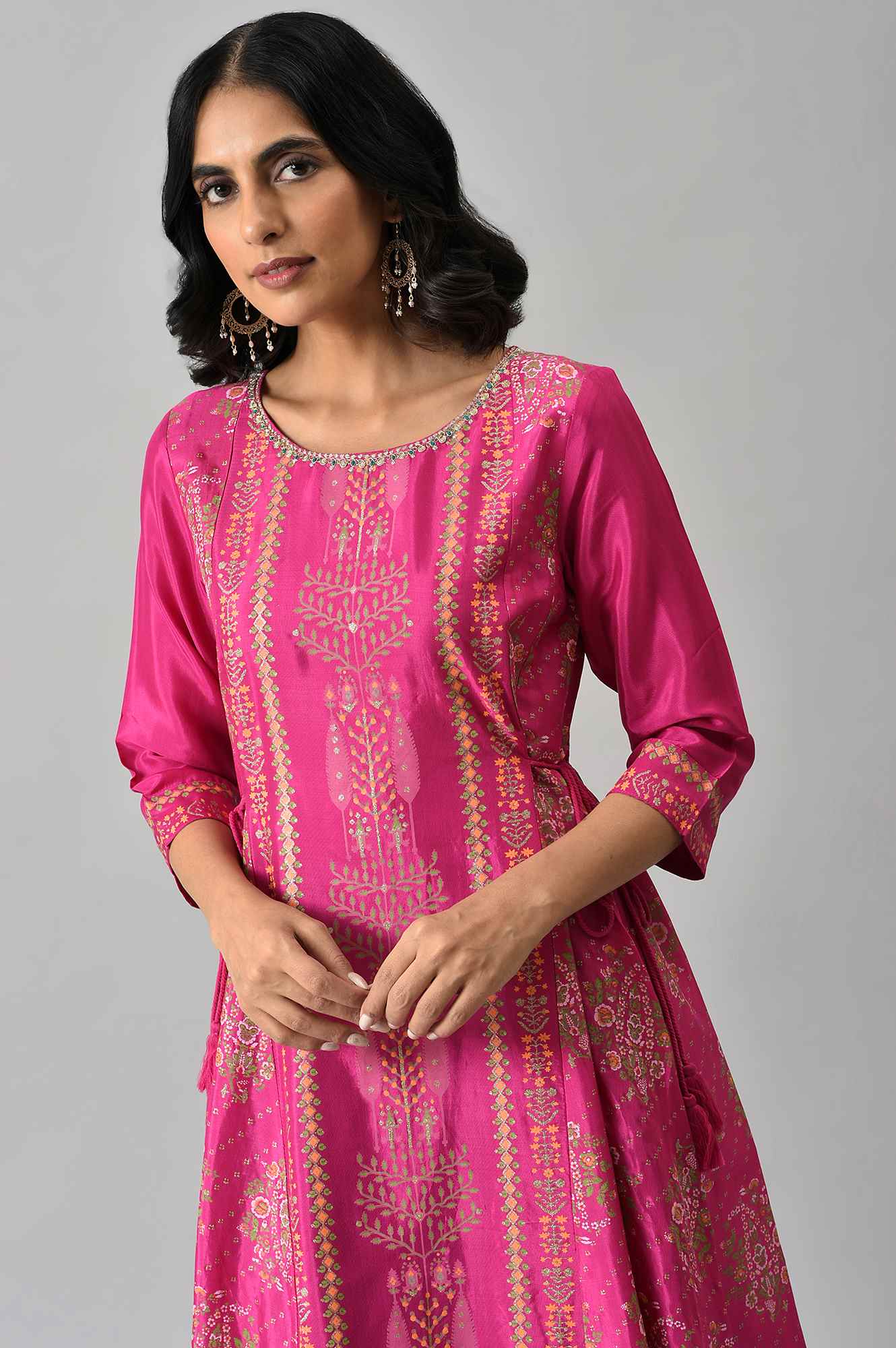 W for Woman Pink Flared Paisley Print kurta