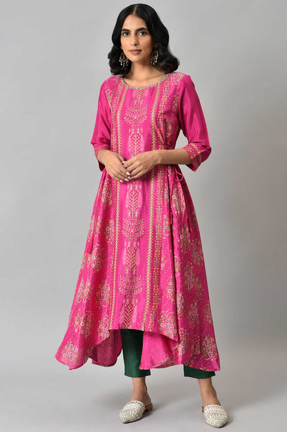 W for Woman Pink Flared Paisley Print kurta