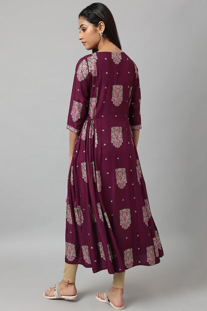 W for Woman Purple Paisley Print kurta With Sequin Highlighting