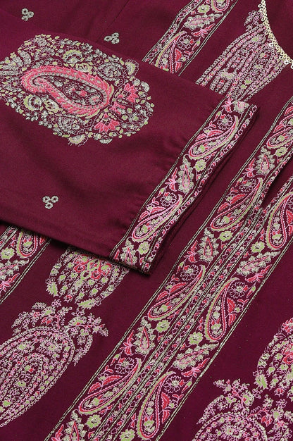 W for Woman Purple Paisley Print kurta With Sequin Highlighting