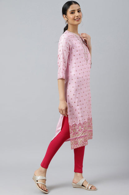 W for Woman Cameo Pink Floral Printed And Embroidered kurta