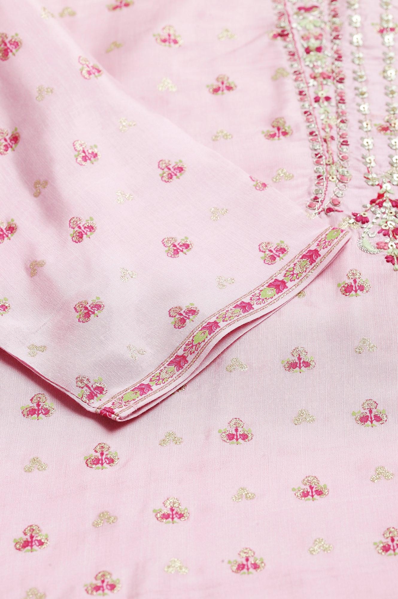 W for Woman Cameo Pink Floral Printed And Embroidered kurta