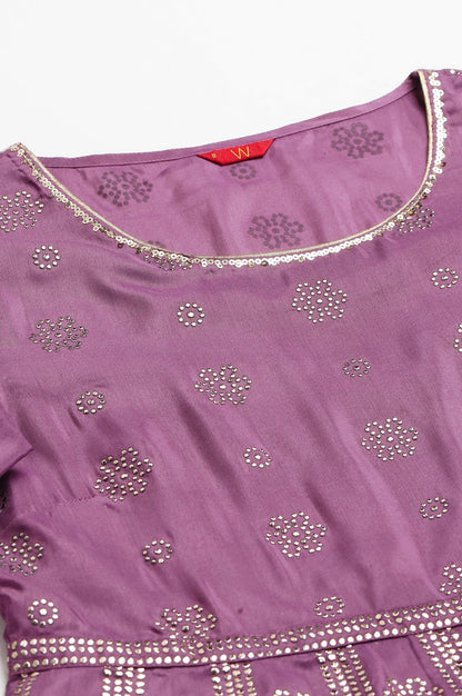 W for Woman Purple Panelled Kalidar Ethnic Dress With Sequin