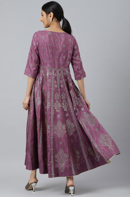 W for Woman Purple Panelled Kalidar Ethnic Dress With Sequin