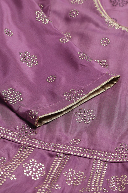 W for Woman Purple Panelled Kalidar Ethnic Dress With Sequin