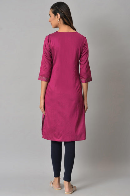 W for Woman Magenta Mukaish Printed kurta With Sequins