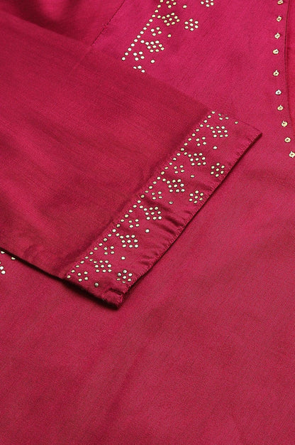 W for Woman Magenta Mukaish Printed kurta With Sequins