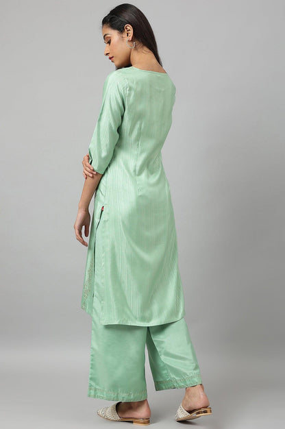 W for Woman Pistachio Green Mukaish Printed kurta