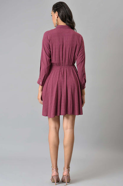 W for Woman Pink Printed Dress And Embroidered Collar