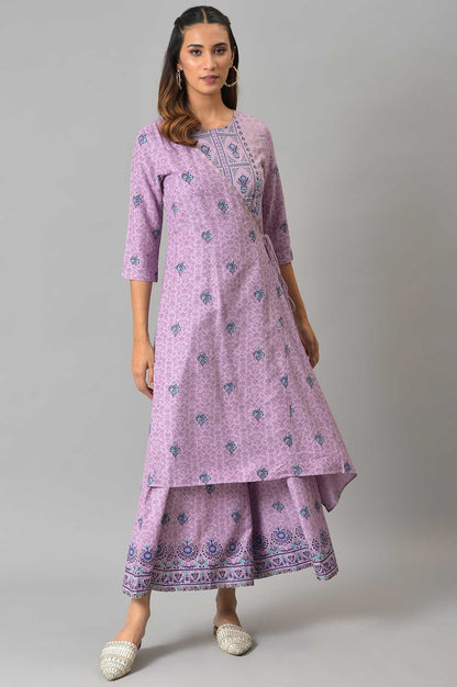 W for Woman Purple Printed Angrakha Jumpsuit