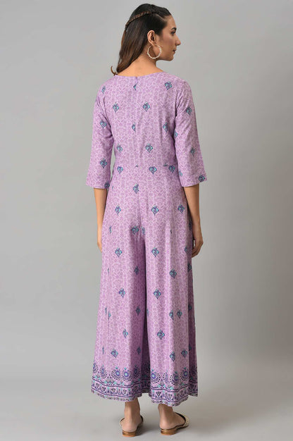 W for Woman Purple Printed Angrakha Jumpsuit