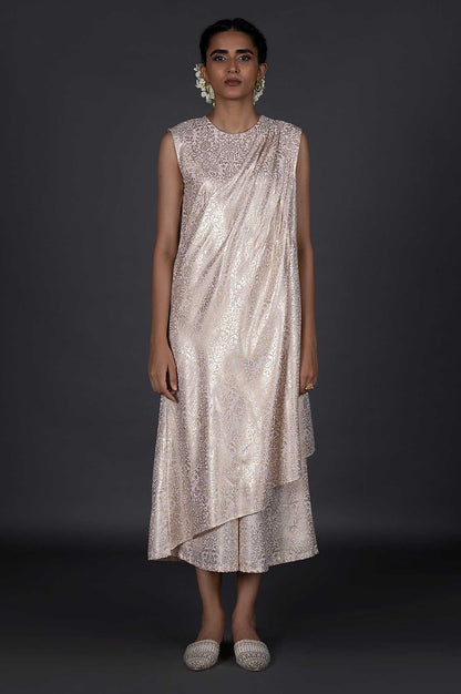 W for Woman Pink Draped Style Festive Printed Jumpsuit