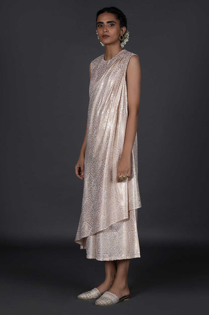 W for Woman Pink Draped Style Festive Printed Jumpsuit