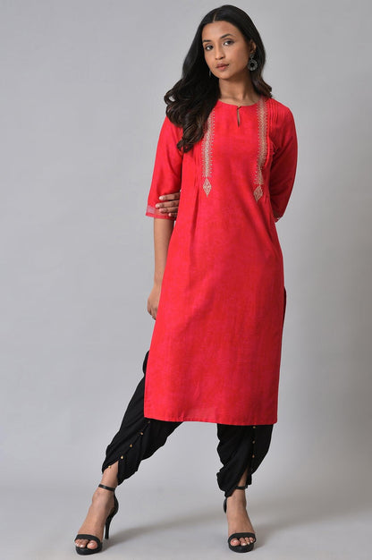 W for Woman Red Embroidered Festive kurta
