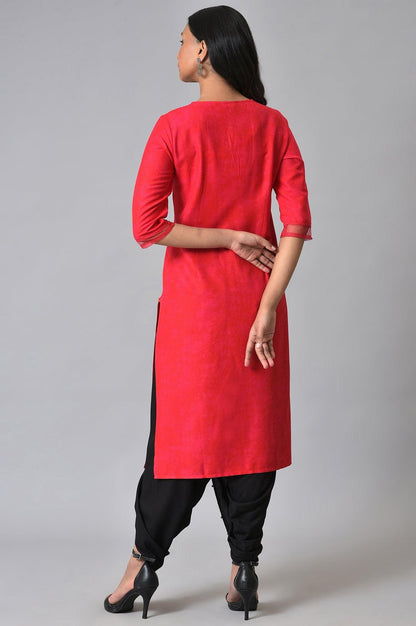 W for Woman Red Embroidered Festive kurta