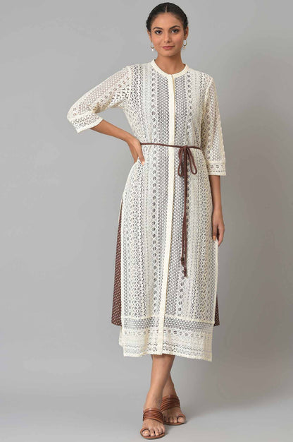 W for Woman Ecru Western Lace Embroidered Jacket