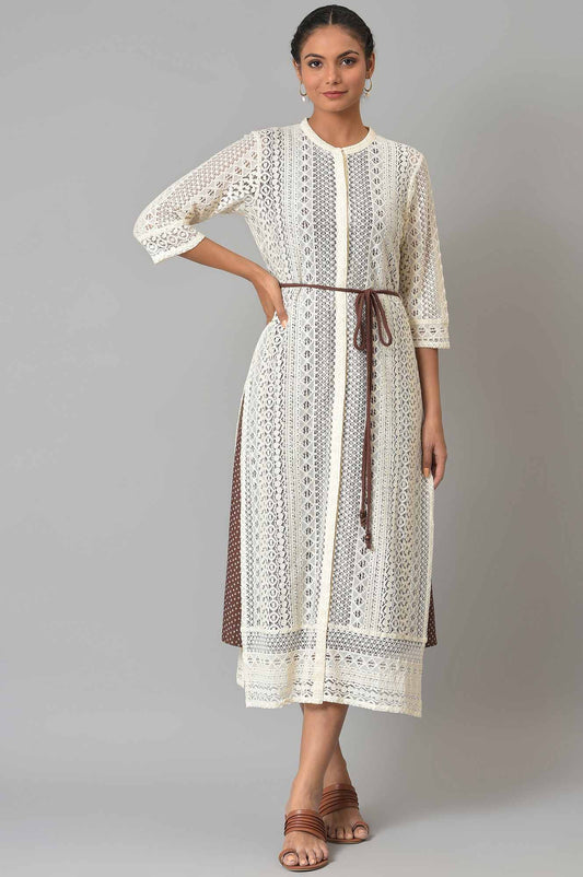 W for Woman Ecru Western Lace Embroidered Jacket