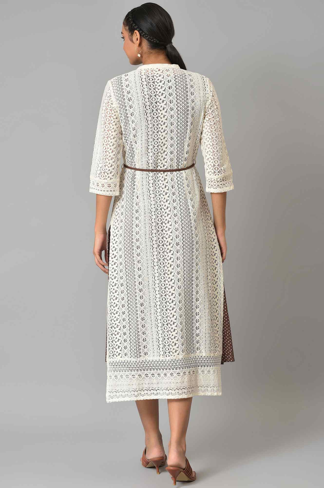 W for Woman Ecru Western Lace Embroidered Jacket