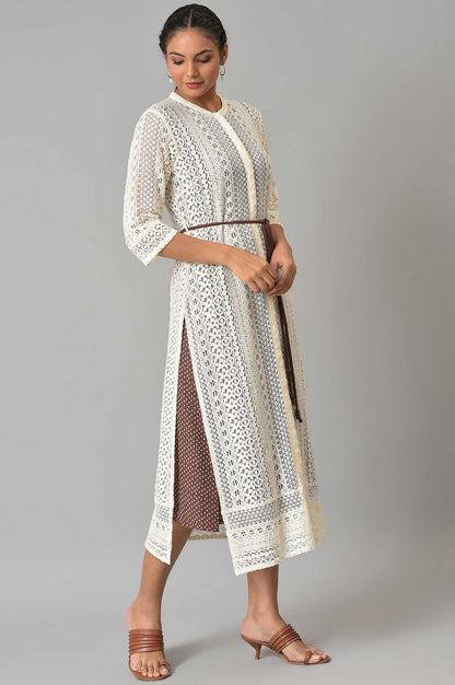 W for Woman Ecru Western Lace Embroidered Jacket