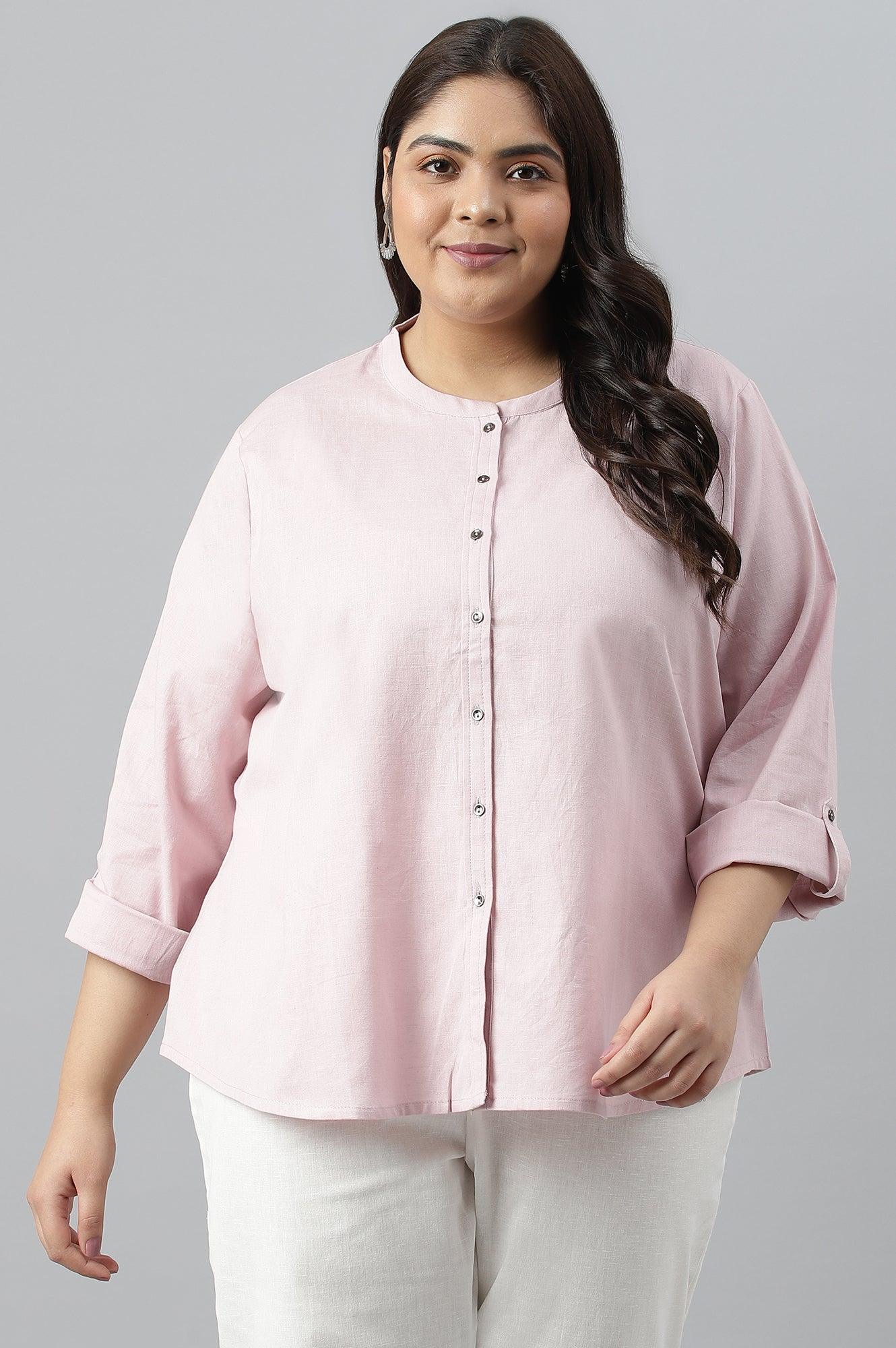 W for Woman Plus Size Light Purple Button Down Western Top