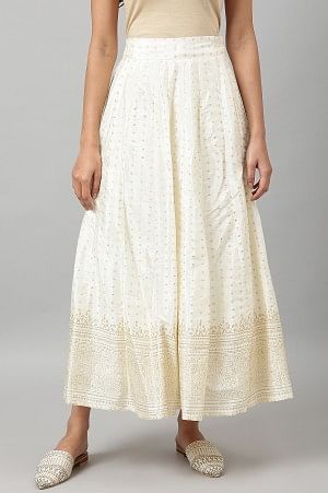 W for Woman White Printed Festive Skirt