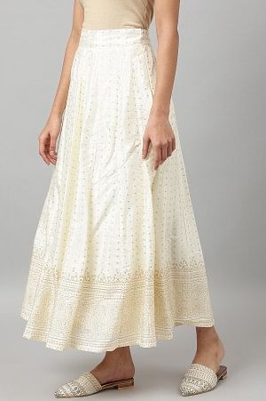 W for Woman White Printed Festive Skirt