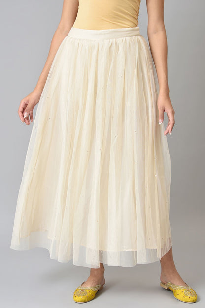 W for Woman Off-White Sequins Mesh Skirt