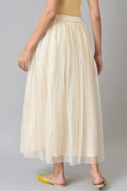 W for Woman Off-White Sequins Mesh Skirt