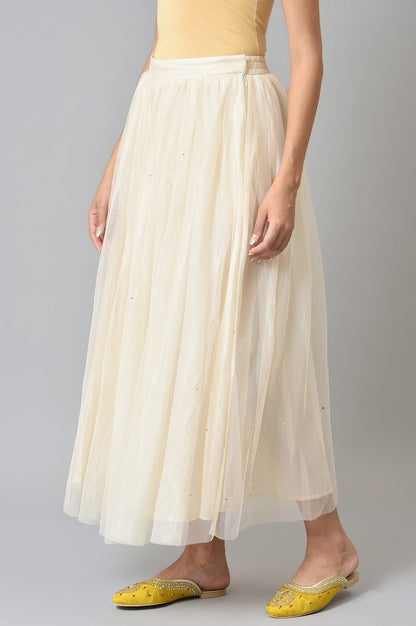 W for Woman Off-White Sequins Mesh Skirt