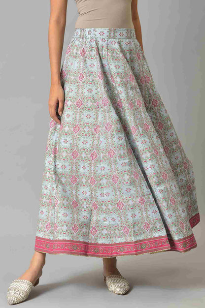 W for Woman Blue And Multicoloured Floral Skirt