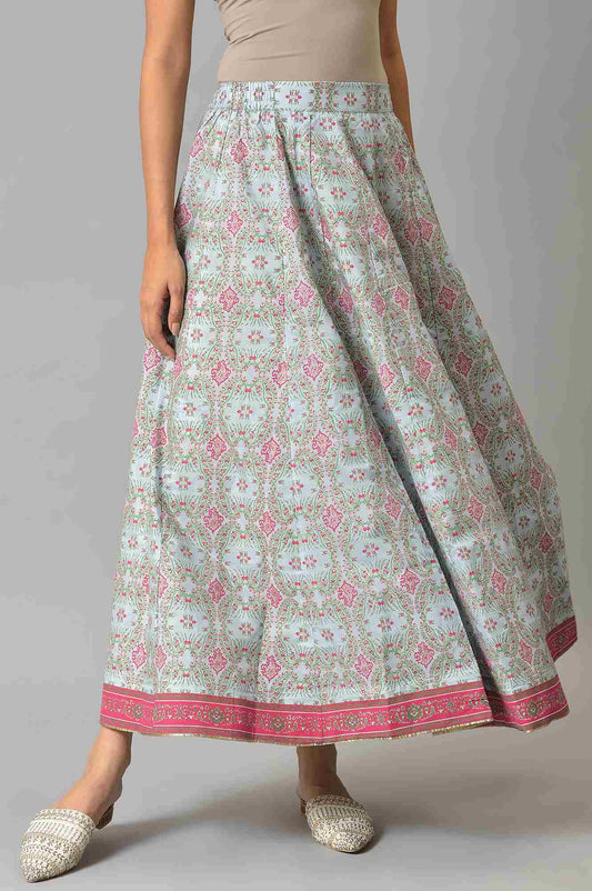 W for Woman Blue And Multicoloured Floral Skirt