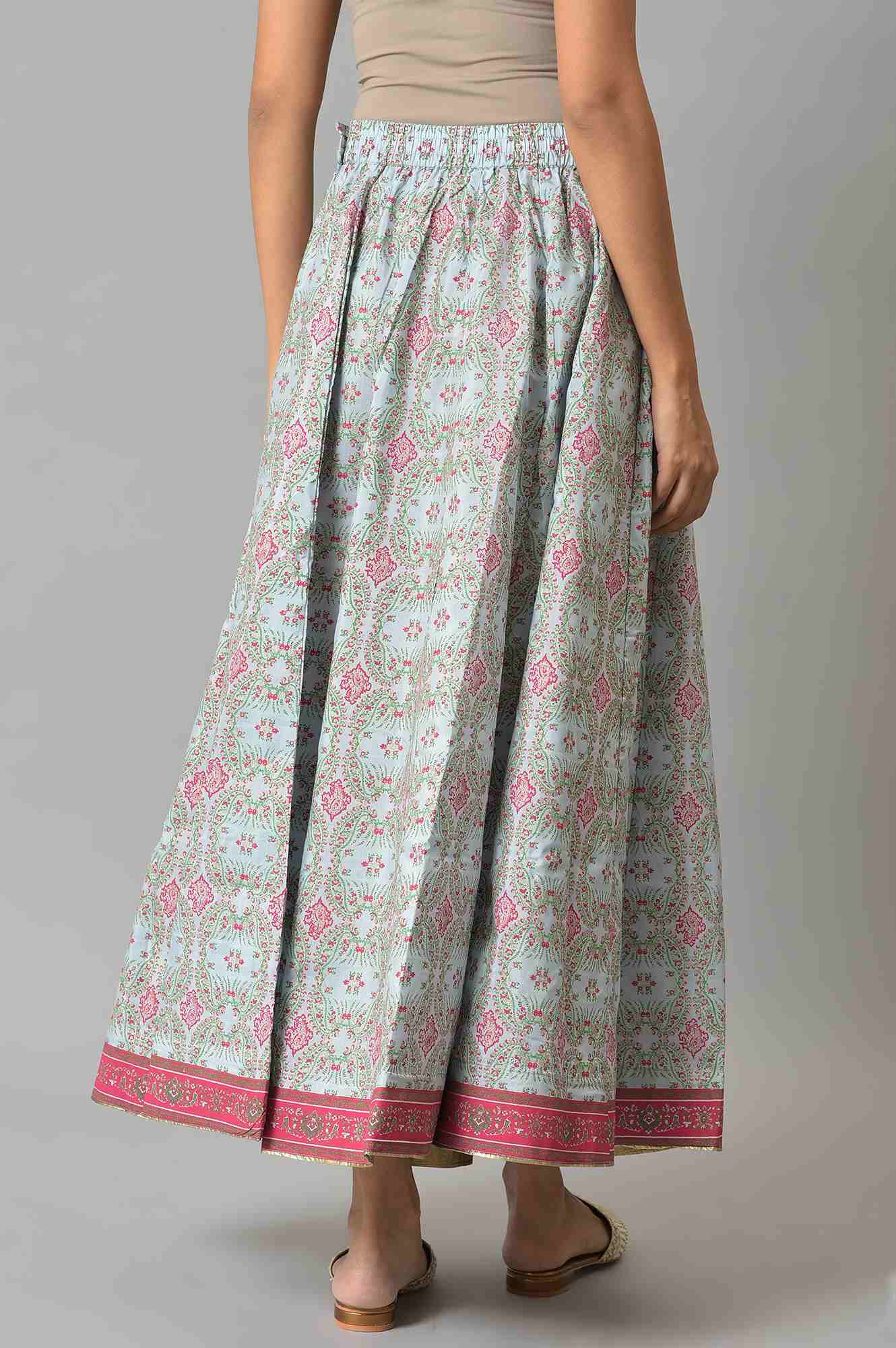 W for Woman Blue And Multicoloured Floral Skirt
