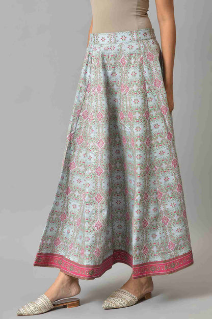 W for Woman Blue And Multicoloured Floral Skirt