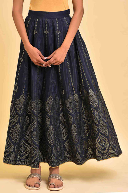 W for Woman Blue Printed Light Festive Skirt