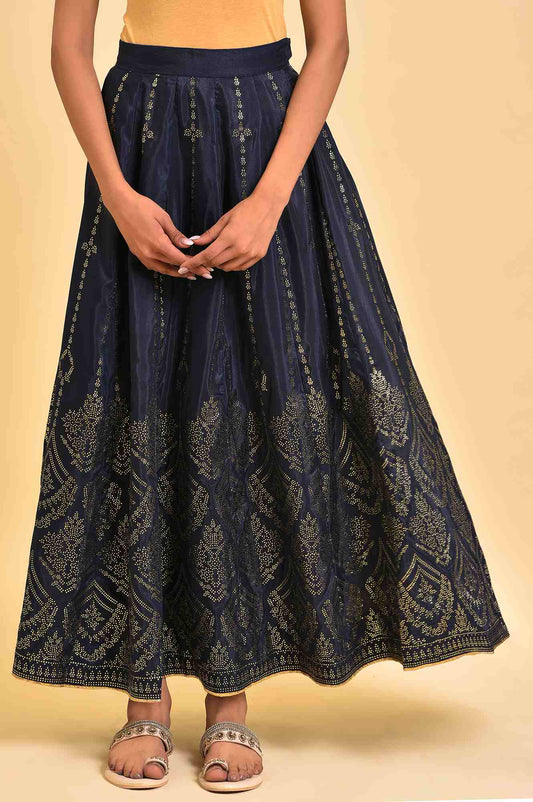 W for Woman Blue Printed Light Festive Skirt