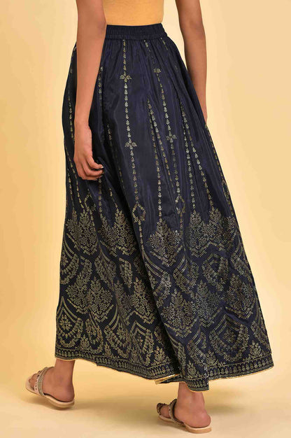 W for Woman Blue Printed Light Festive Skirt