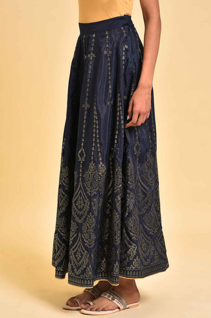 W for Woman Blue Printed Light Festive Skirt
