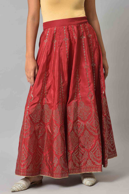 W for Woman Red Prited Light Festive Skirt