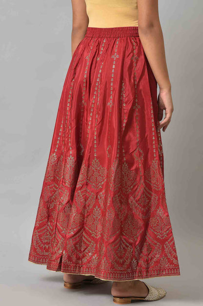 W for Woman Red Prited Light Festive Skirt