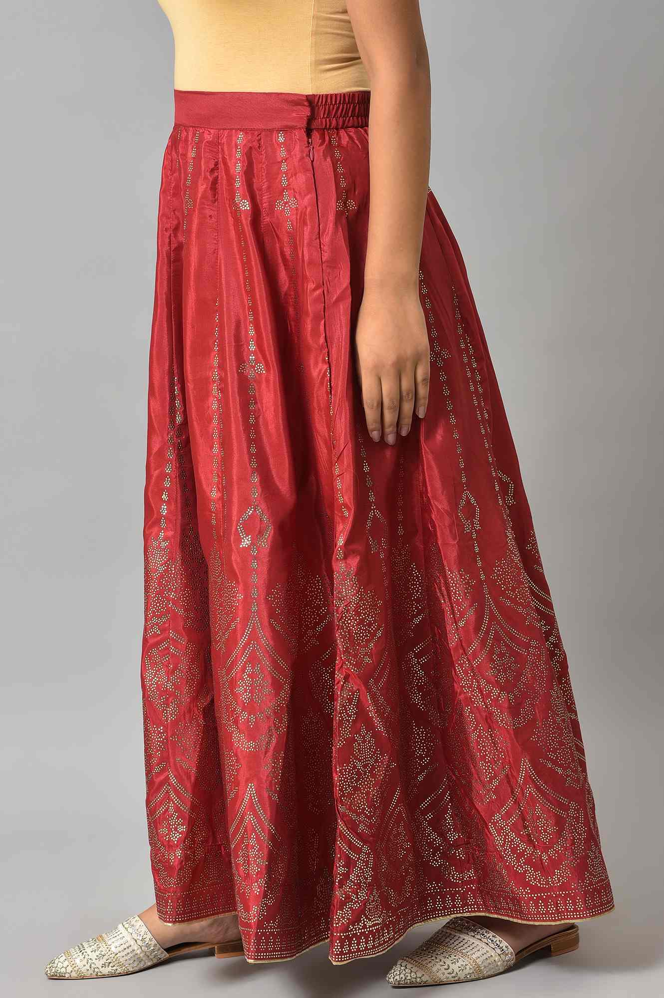 W for Woman Red Prited Light Festive Skirt