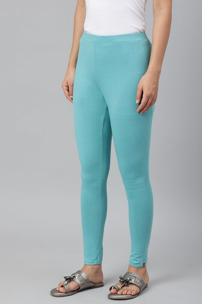 W for Woman Light Blue Solid Knitted Women Tights